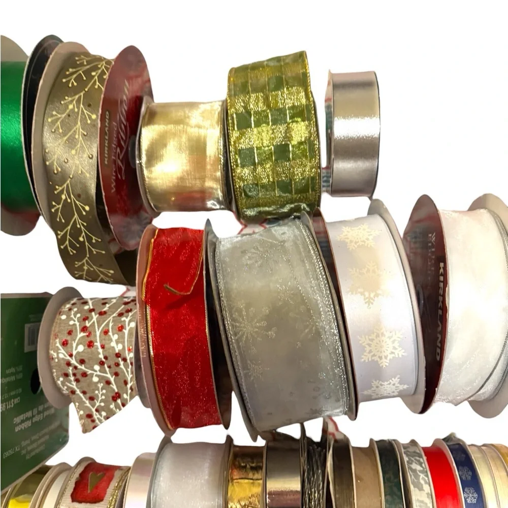 47 Rolls of Christmas/Holiday Ribbon - New & Vintage Lot for Crafts Packages